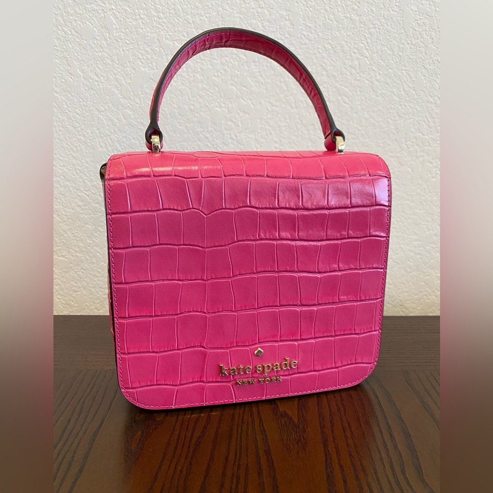 Kate Spade Hot Pink Crocodile Mini Purse with Matching Wallet